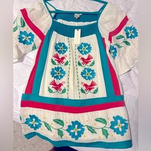 Anthropologie size 4 embroidered tunic w lining